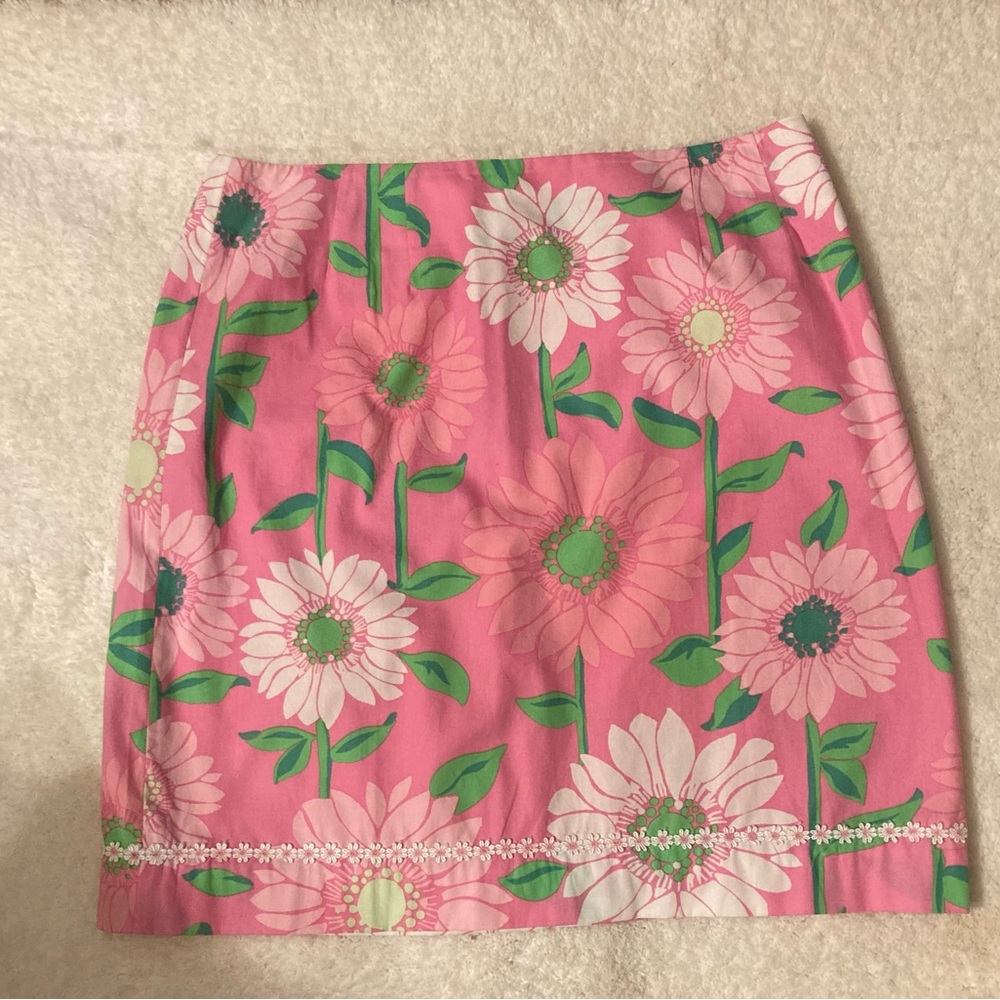 Lilly Pulitzer Pink Floral Mini Skirt size 10 vintage in new condition